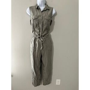 Black Tape Sleeveless Collared Utility Jumpsuit Drawstring Waist Pockets GUC XS